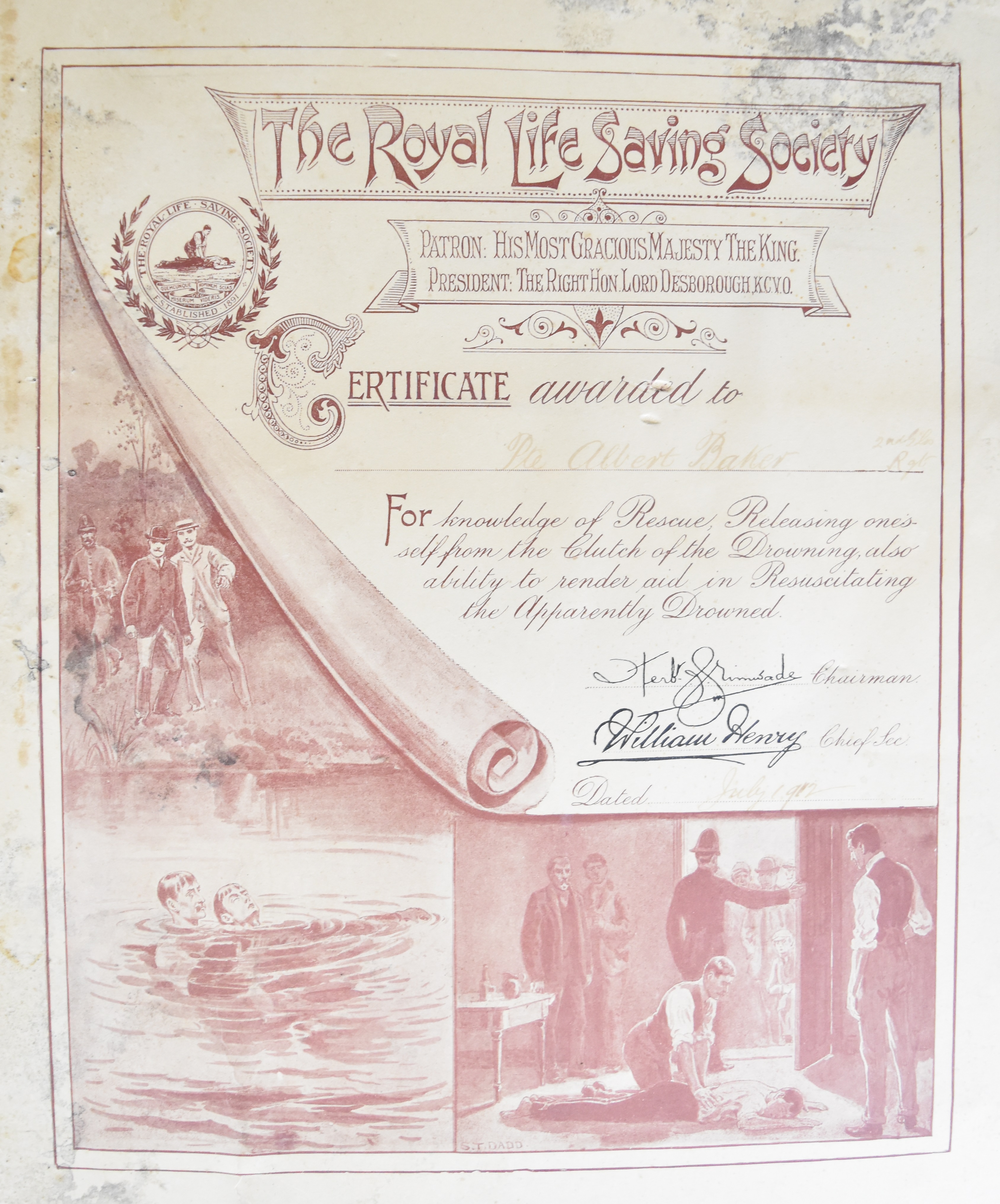 Gloucestershire Regiment interest swimming certificate for 8172 Pte A Barker, 2nd Battalion Royal - Image 5 of 5