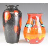 Two Poole Pottery vases, with orange glaze, tallest 21cm