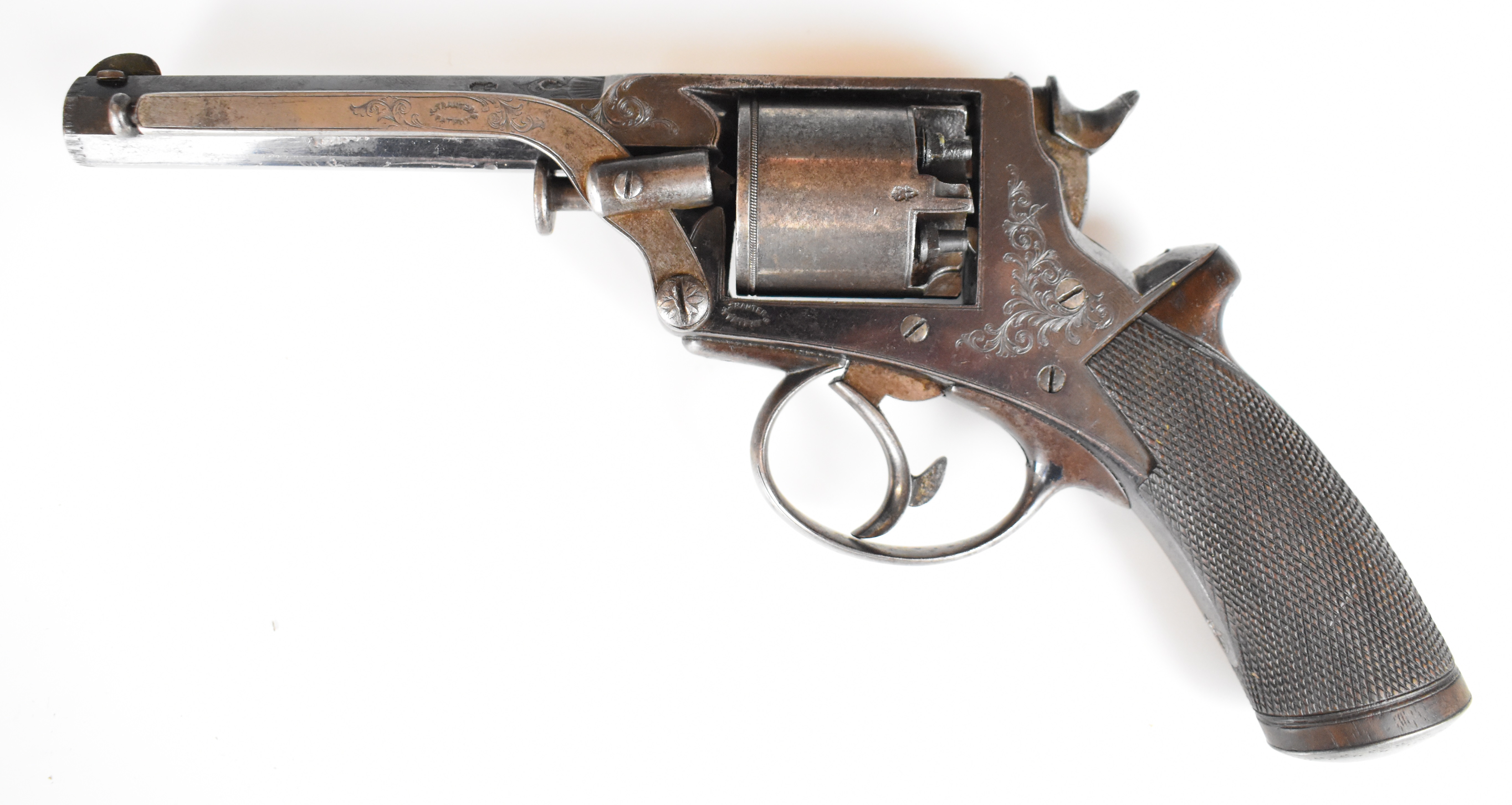 William Tranter's Patent 120 bore five-shot double-action revolver with engraved trigger guard, - Image 3 of 19