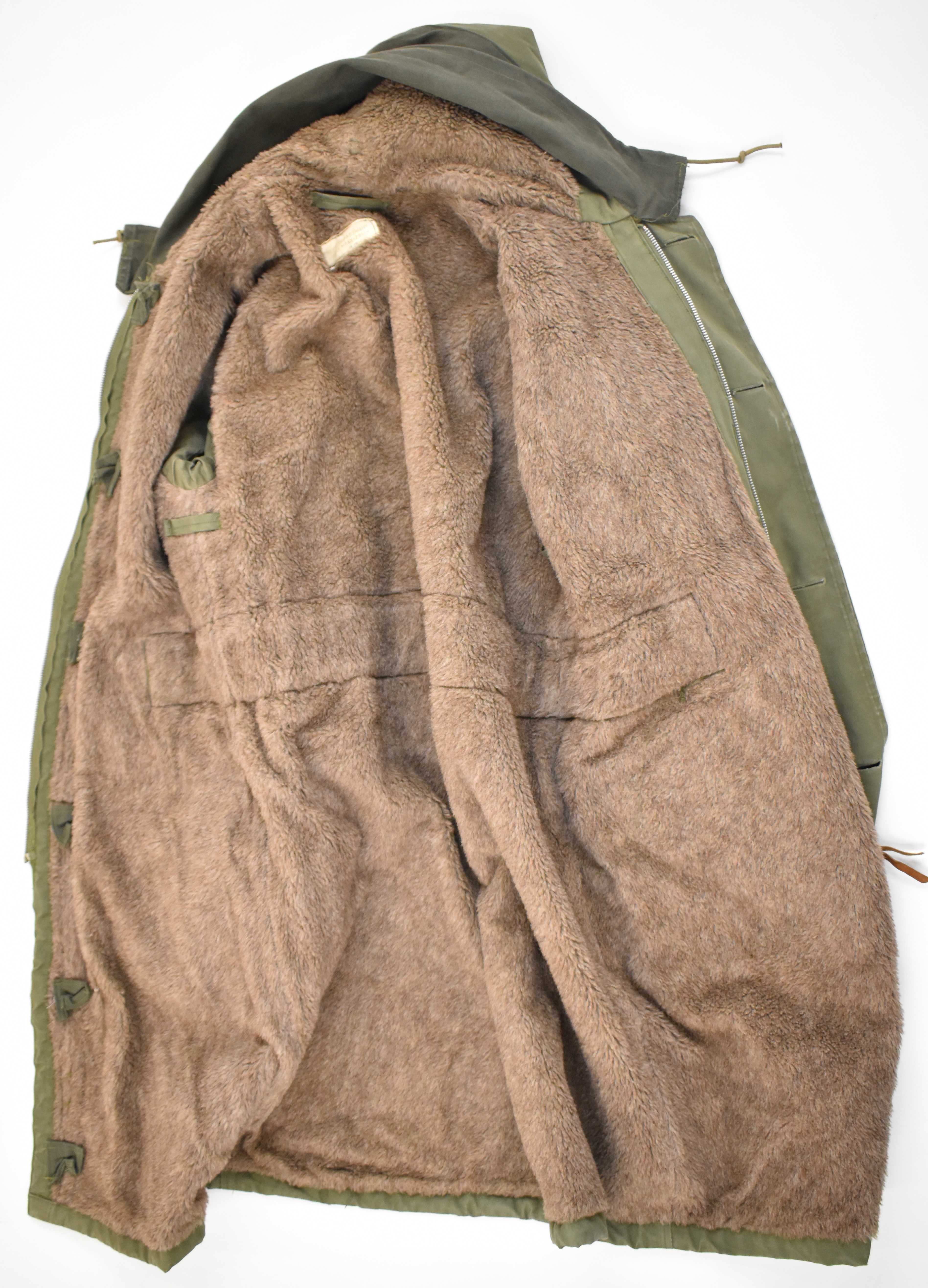 American Navy green parka with Navy Department to internal label, fleece type liner and fixed - Image 3 of 4
