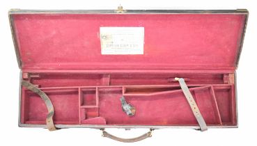 Brass and leather bound shotgun carry case with 'Edwinson Green & Son Inventors, Patentees and