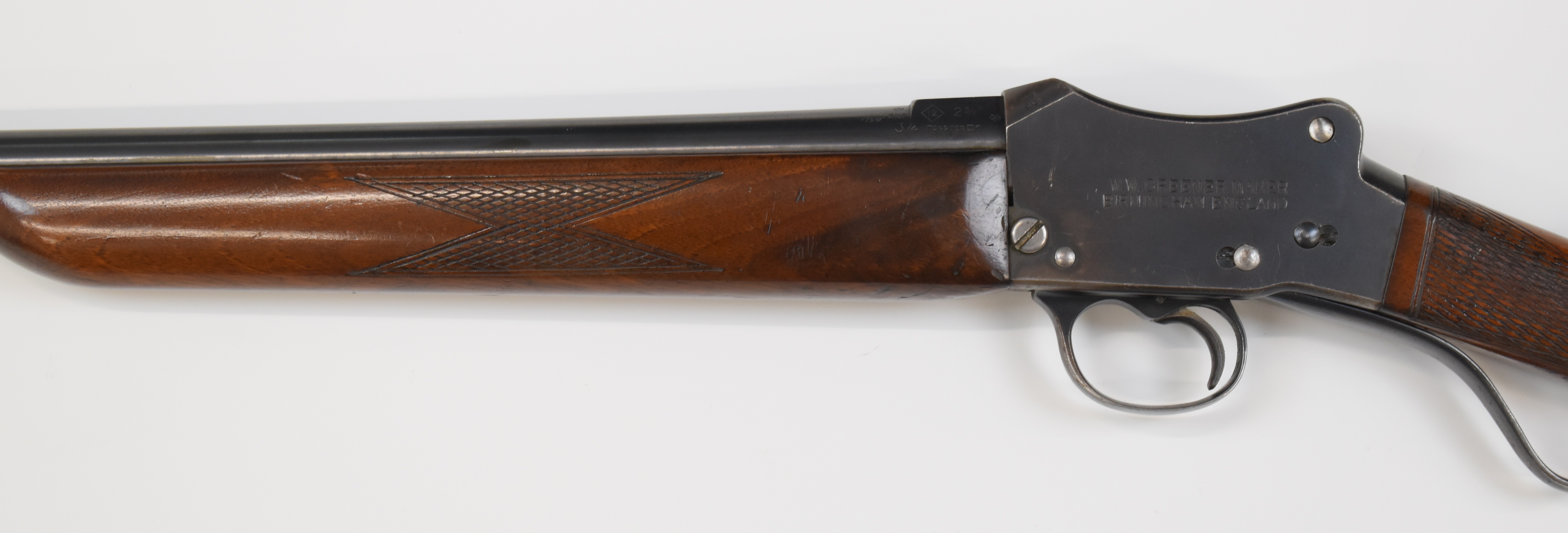 W W Greener Greener's GP Gun Martini underlever action 12 bore single barrelled shotgun with named - Image 9 of 11