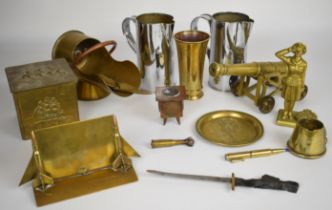 Small collection of trench art / brass ware including coal scuttle from a shell dated 1914 with