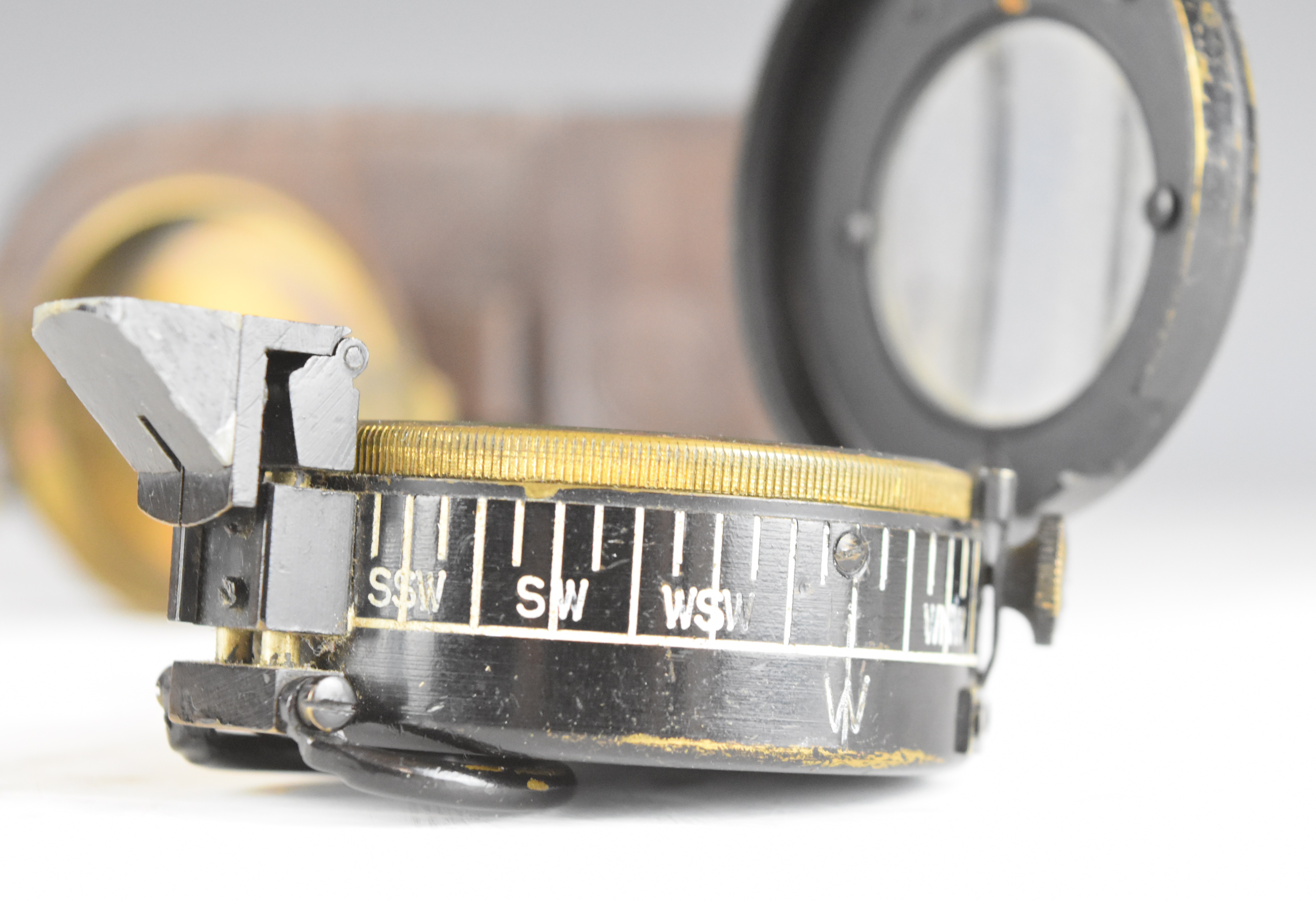 British WW2 prismatic compass by T G Co Ltd, London No B187104 1942 Mk III, with broad arrow mark, - Image 2 of 10