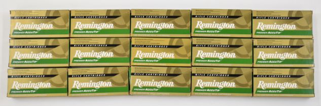 Three-hundred .222 Remington Premier AccuTip rifle cartridges, all in original boxes. PLEASE NOTE