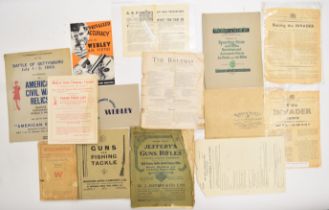 A collection of gun catalogues and ephemera including Season 1913-14 Jeffery's Guns, Rifles &