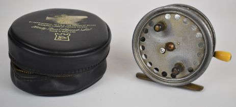 Hardy fly fishing reel 'The Silex Major, 3½' with ivory handle, in later Hardy soft case, with ivory