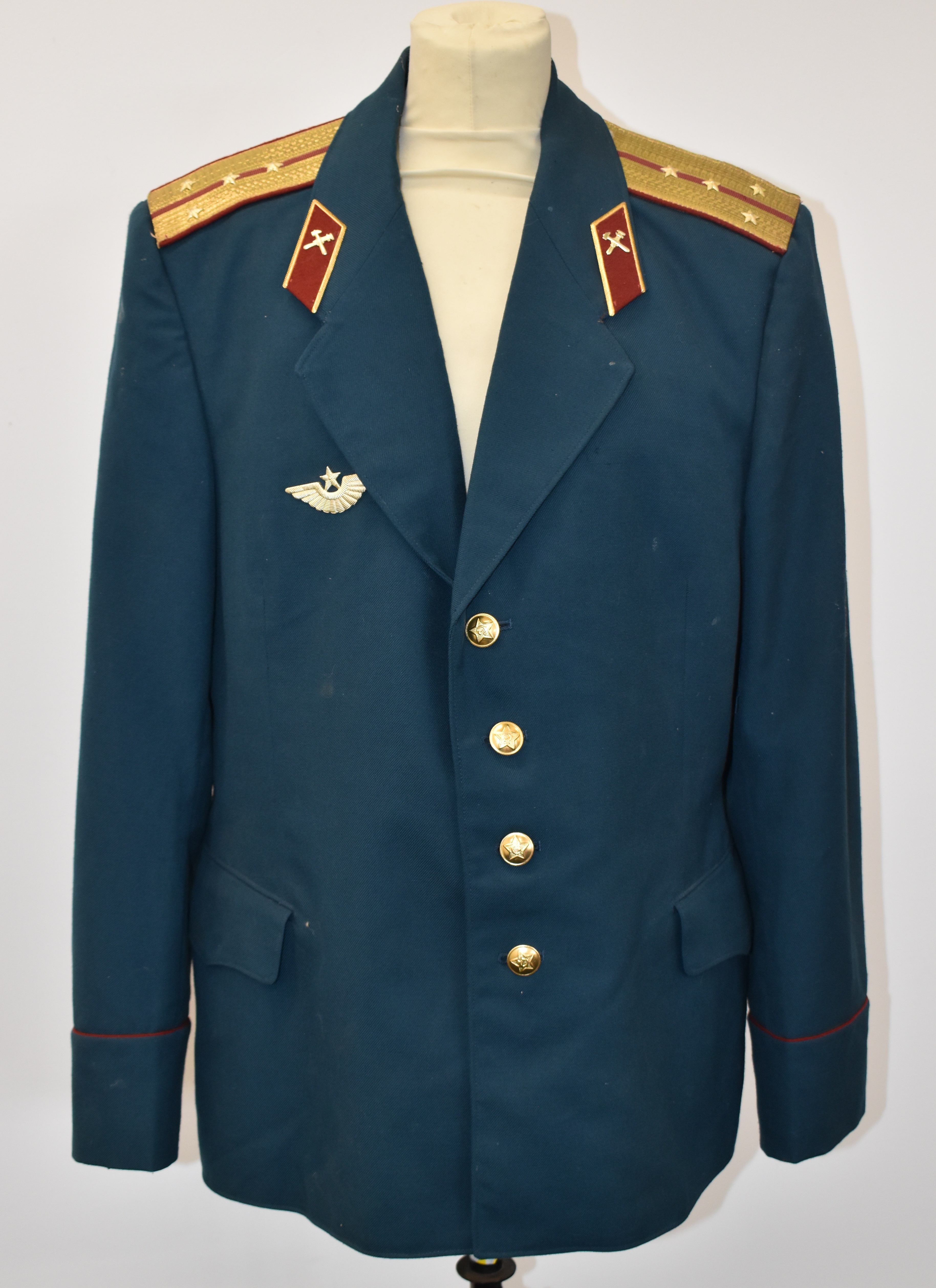 Russian Air Force Cold War uniform comprising tunic and trousers with insignia - the vendor