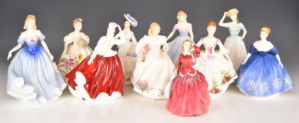 Ten Royal Doulton figurines including Country Rose, Marilyn, Adele, Faith etc, tallest 25cm