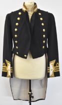 Royal Navy officer's tail coat with Commander rank insignia to cuff, associated buttons, trousers