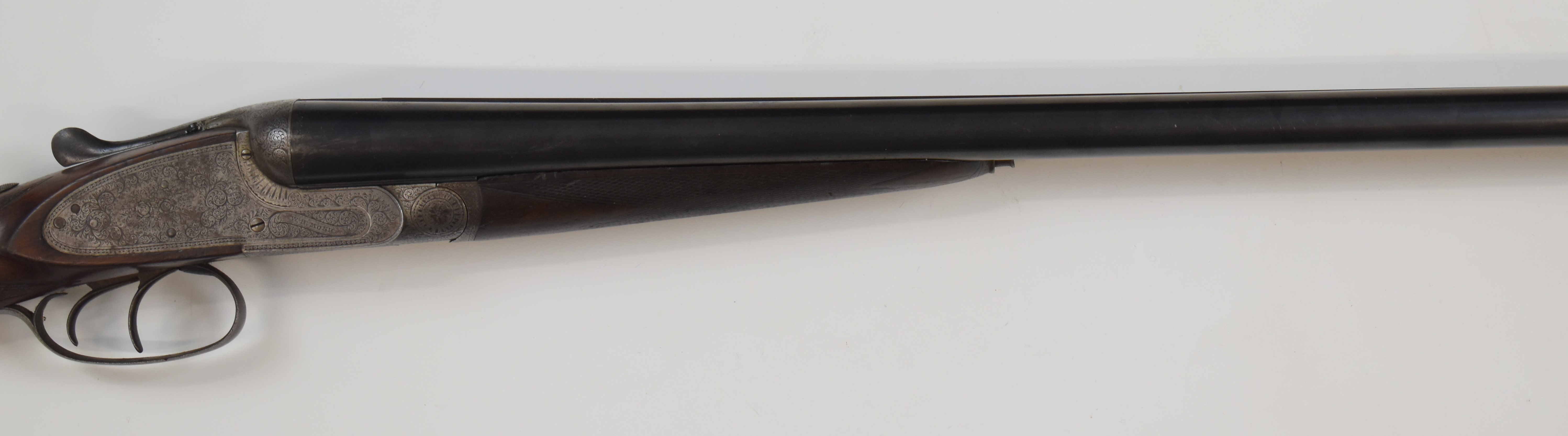 W H Monk of Chester 12 bore assisted-opening sidelock side by side shotgun with all over scrolling - Bild 4 aus 11
