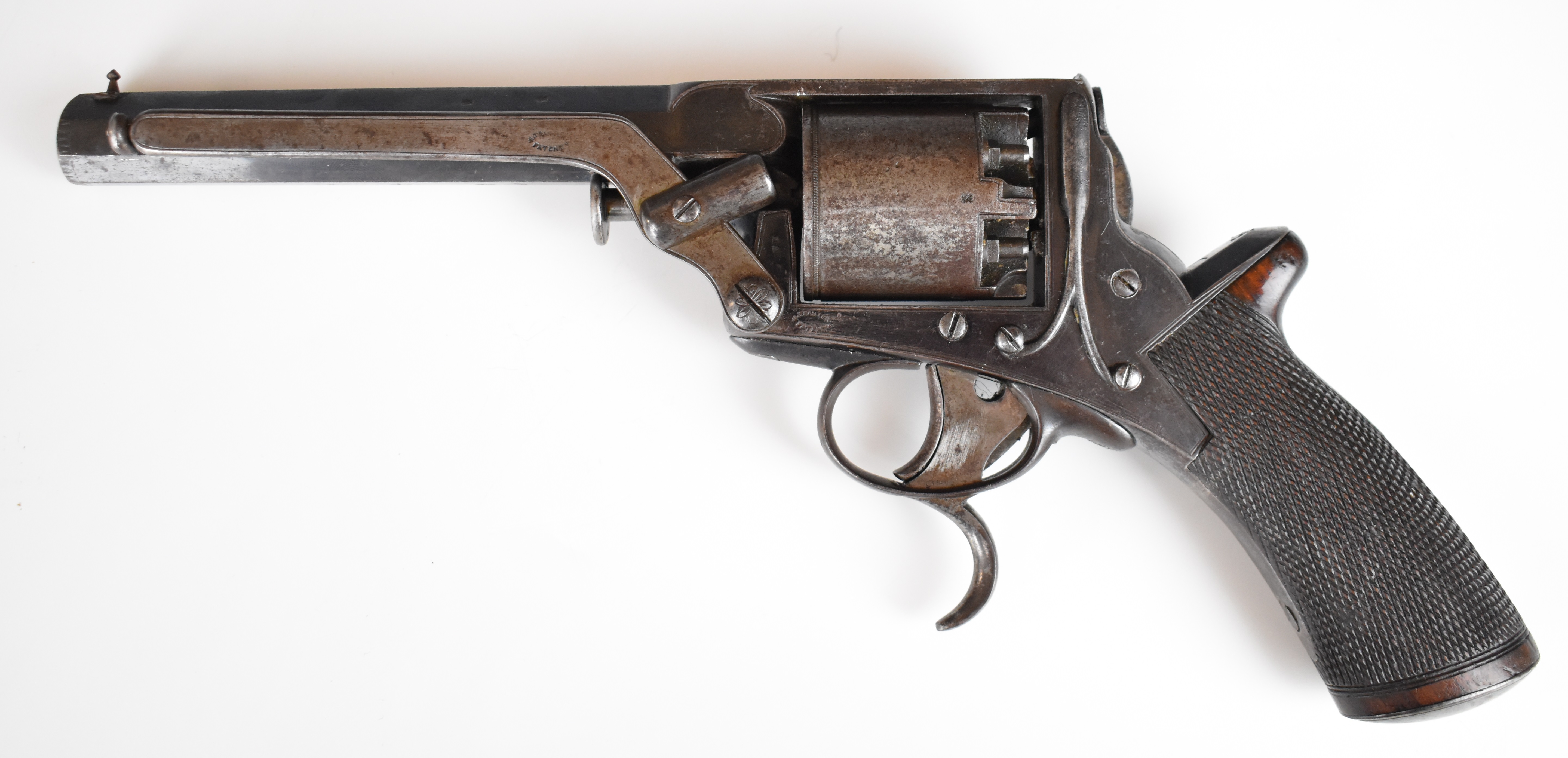 William Tranter's Patent 54 bore five-shot double-action revolver with line engraved frame marked ' - Image 3 of 18