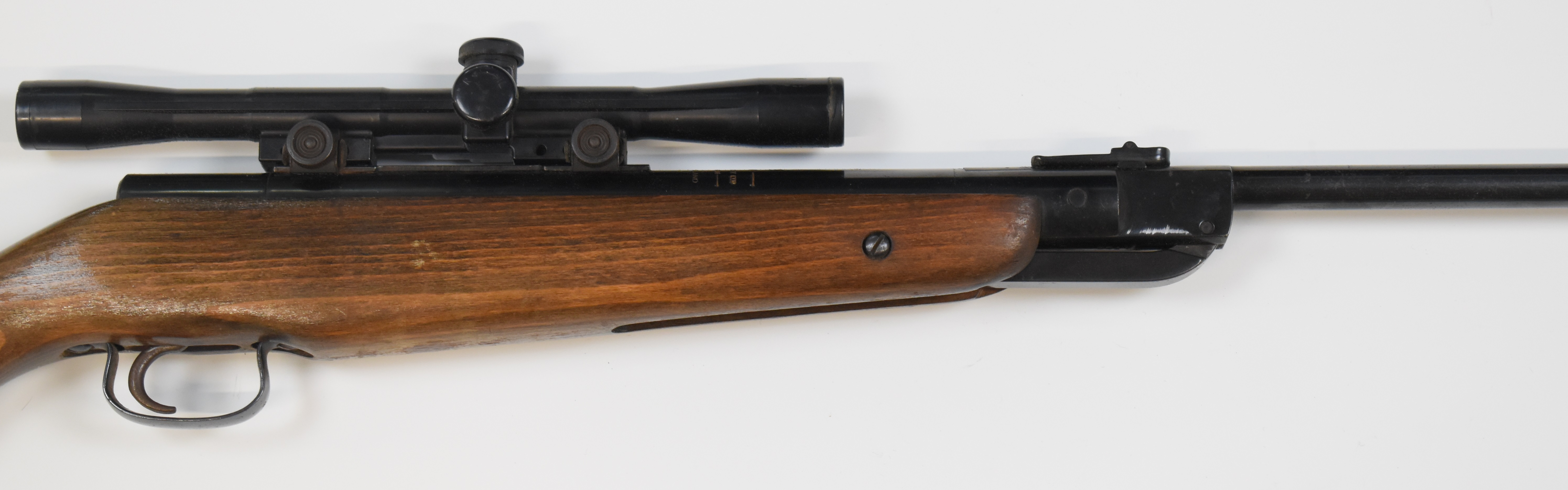 Webley Falcon .22 air rifle with semi-pistol grip, Webley plaque inset to the stock and scope, NVSN. - Image 4 of 9