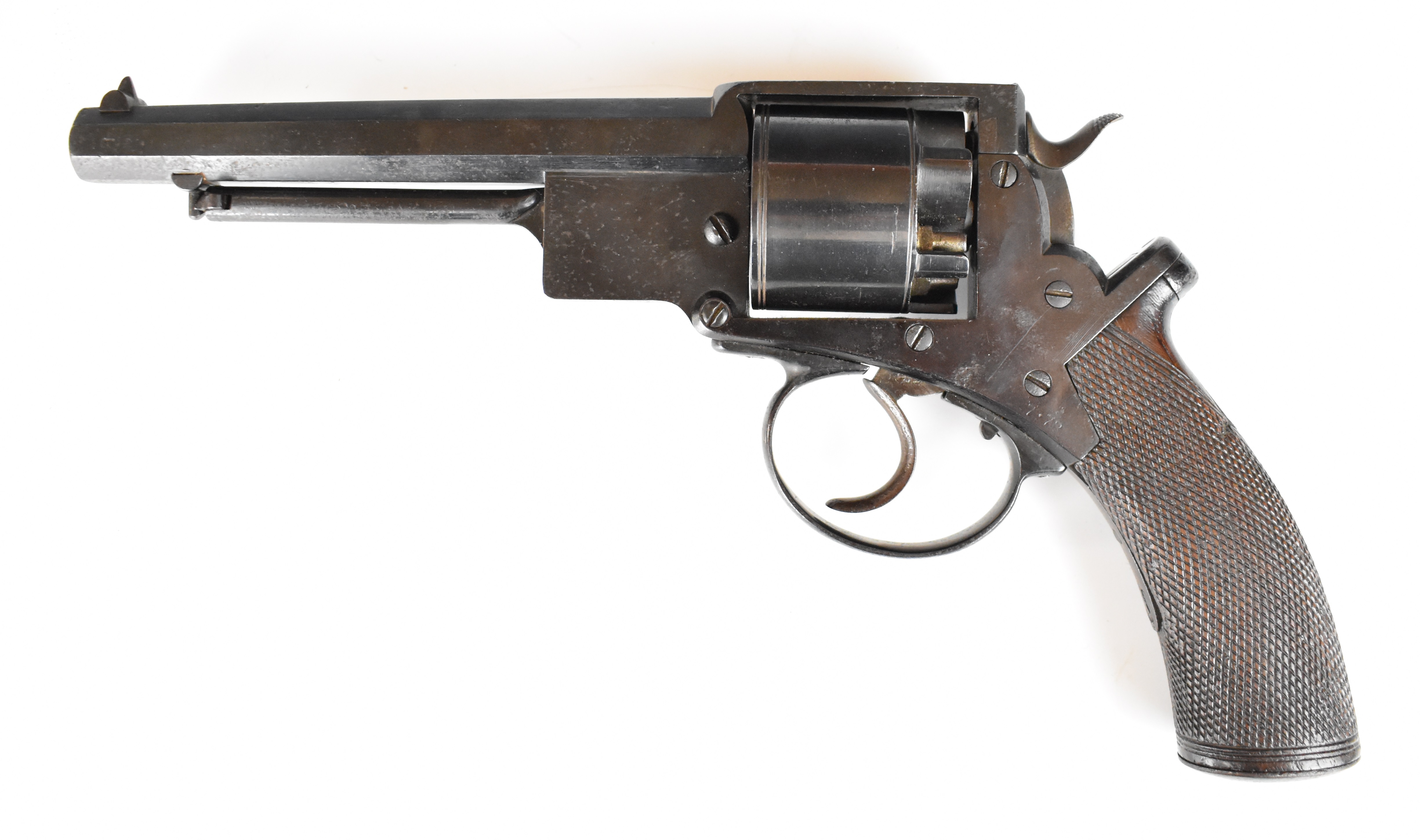 Adam's Patent 50 bore six-shot double-action revolver with chequered grip, line engraved cylinder, - Image 2 of 30