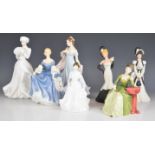 Royal Doulton, Royal Worcester and Wedgwood figurines including A Winter's Morn, Caroline, Antonia