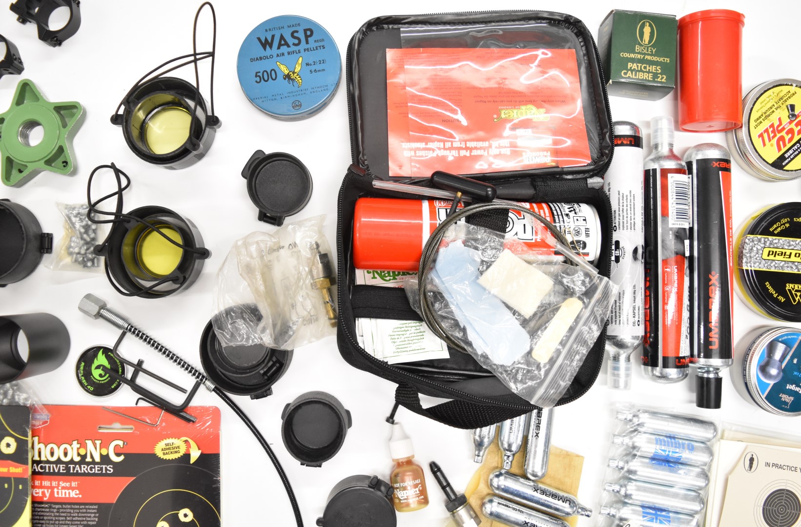 A collection of air rifle, pistol and gun parts and accessories including cleaning kits, pellets, - Image 3 of 6