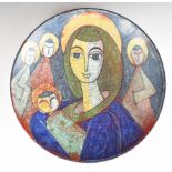 Michael Andersen (Danish) studio pottery pedestal dish decorated with Mary and the Magi, impressed G