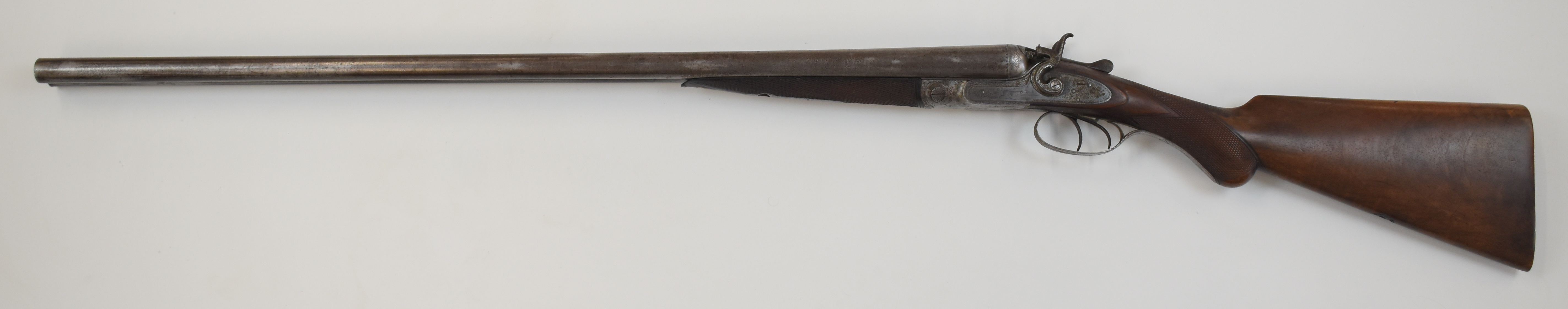 George Edward Lewis 12 bore side by side hammer action shotgun with named and engraved locks, - Image 10 of 13