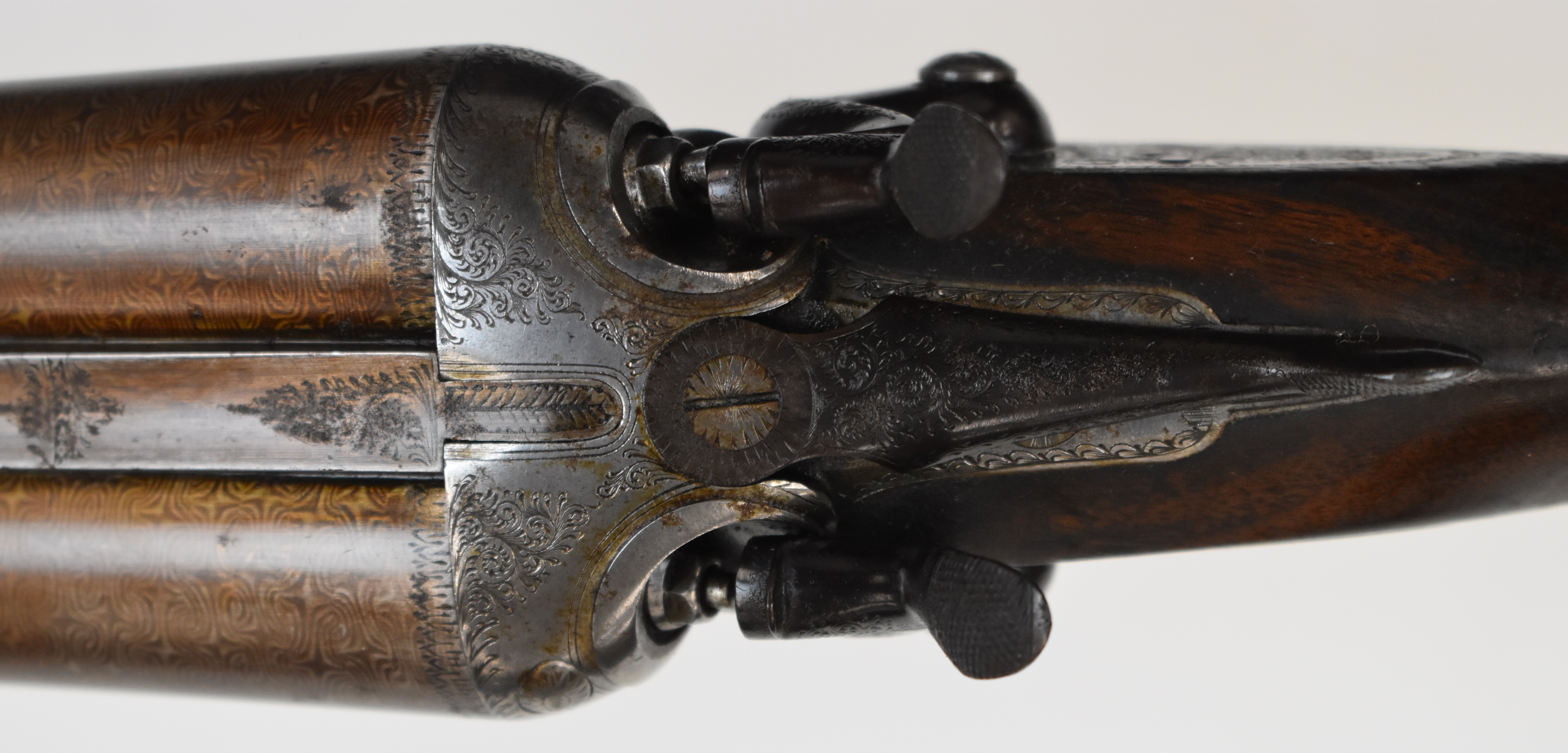 Cogswell & Harrison 12 bore side by side hammer action shotgun with named and engraved locks, - Image 8 of 12