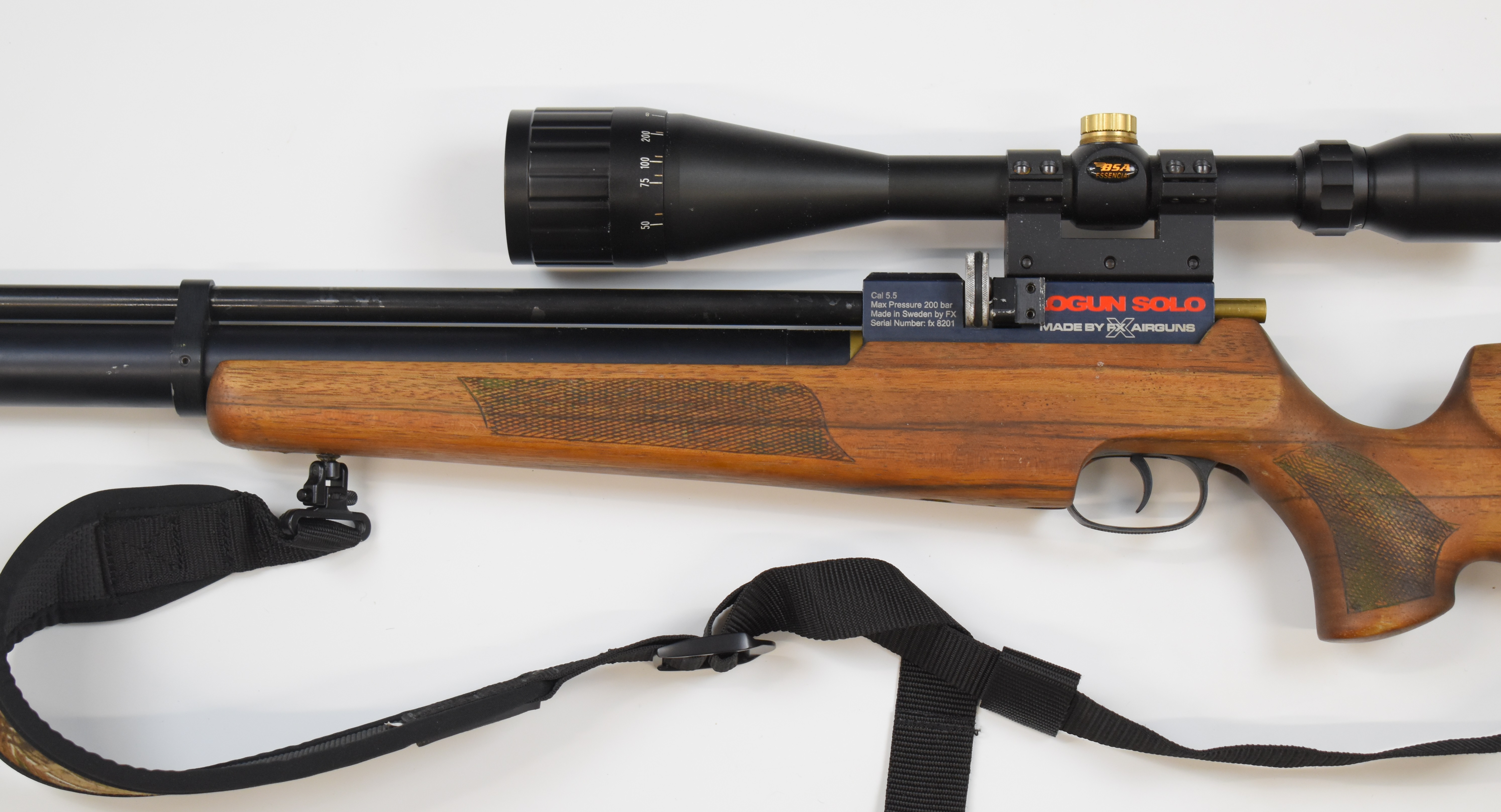 FX Logun Solo .22 PCP air rifle with chequered semi-pistol grip and forend, raised cheek piece, - Image 8 of 10