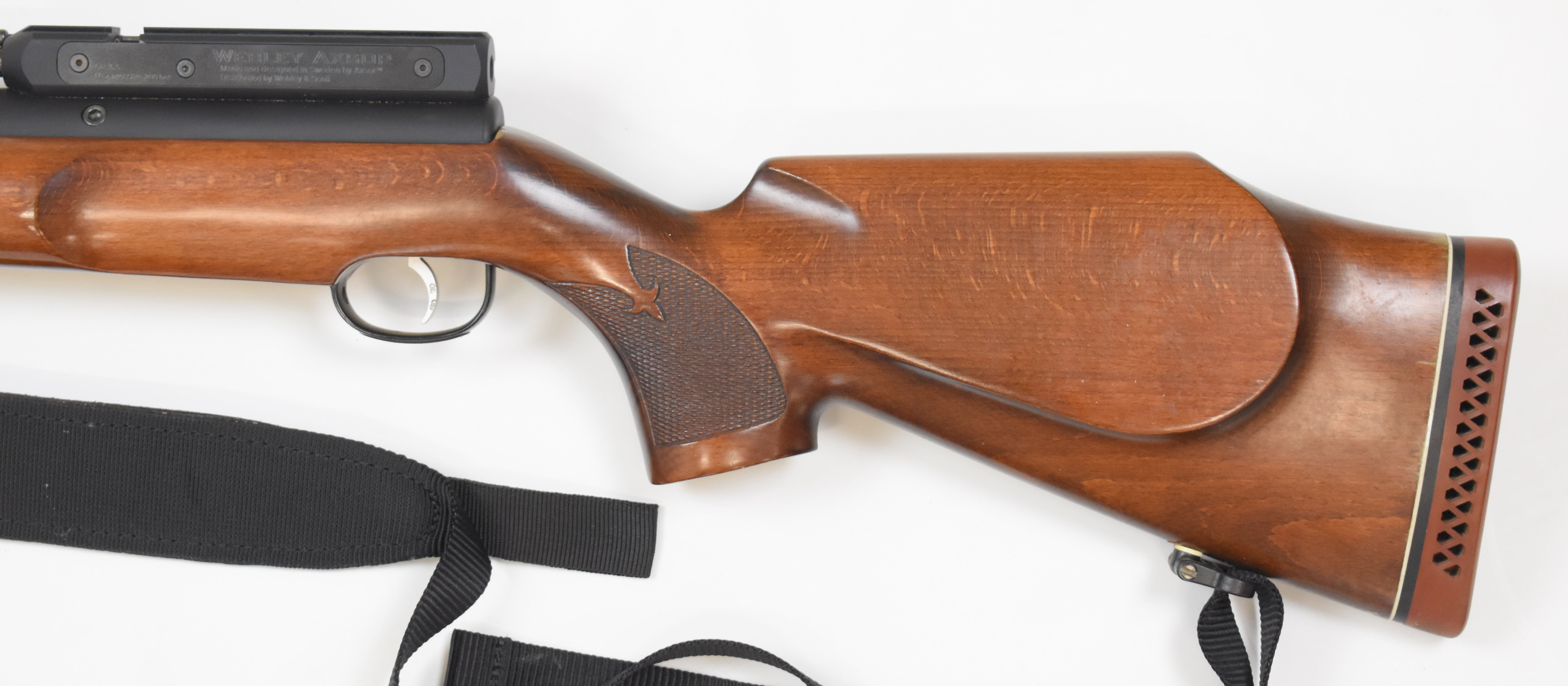 Webley Axsor .22 PCP air rifle with chequered semi-pistol grip and forend, raised cheek piece, - Image 7 of 20