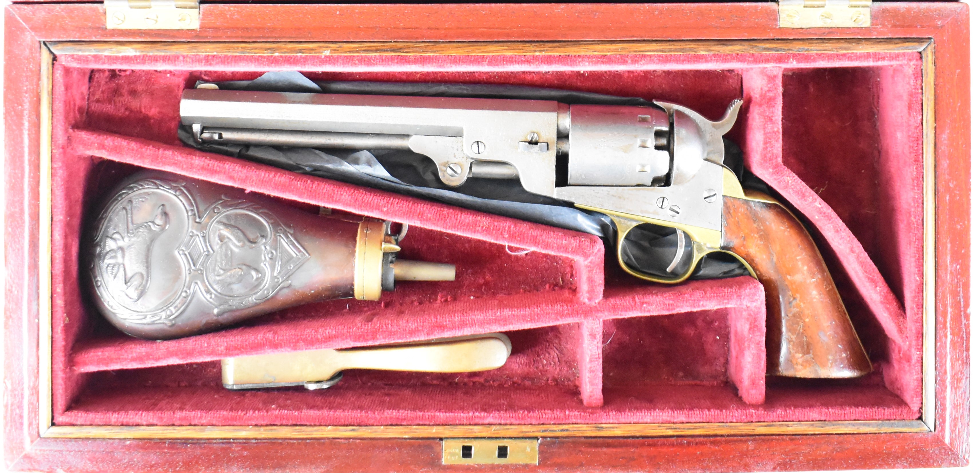 Manhattan Navy .36 five-shot single-action revolver with brass trigger guard and grip strap, - Bild 4 aus 20
