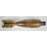 British WW2 3 inch inert mortar round dated 11/43 with fuse and cap