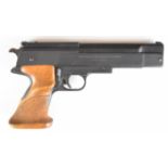 Weihrauch HW75 .177 air pistol with shaped and textured wooden grips and adjustable sights and
