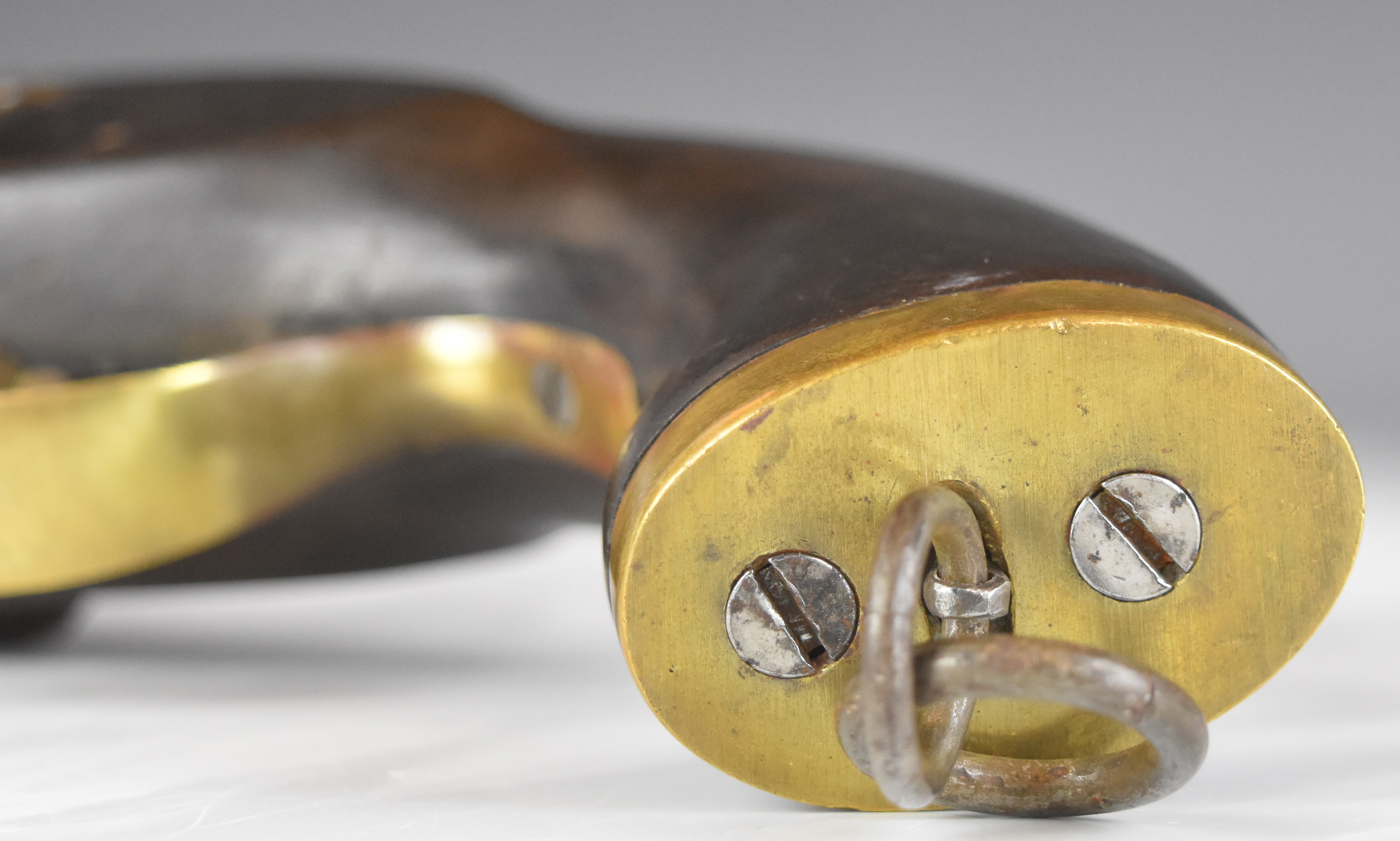 Enfield percussion hammer action sea-service pistol with lock stamped '1858 Enfield' brass trigger - Image 8 of 12