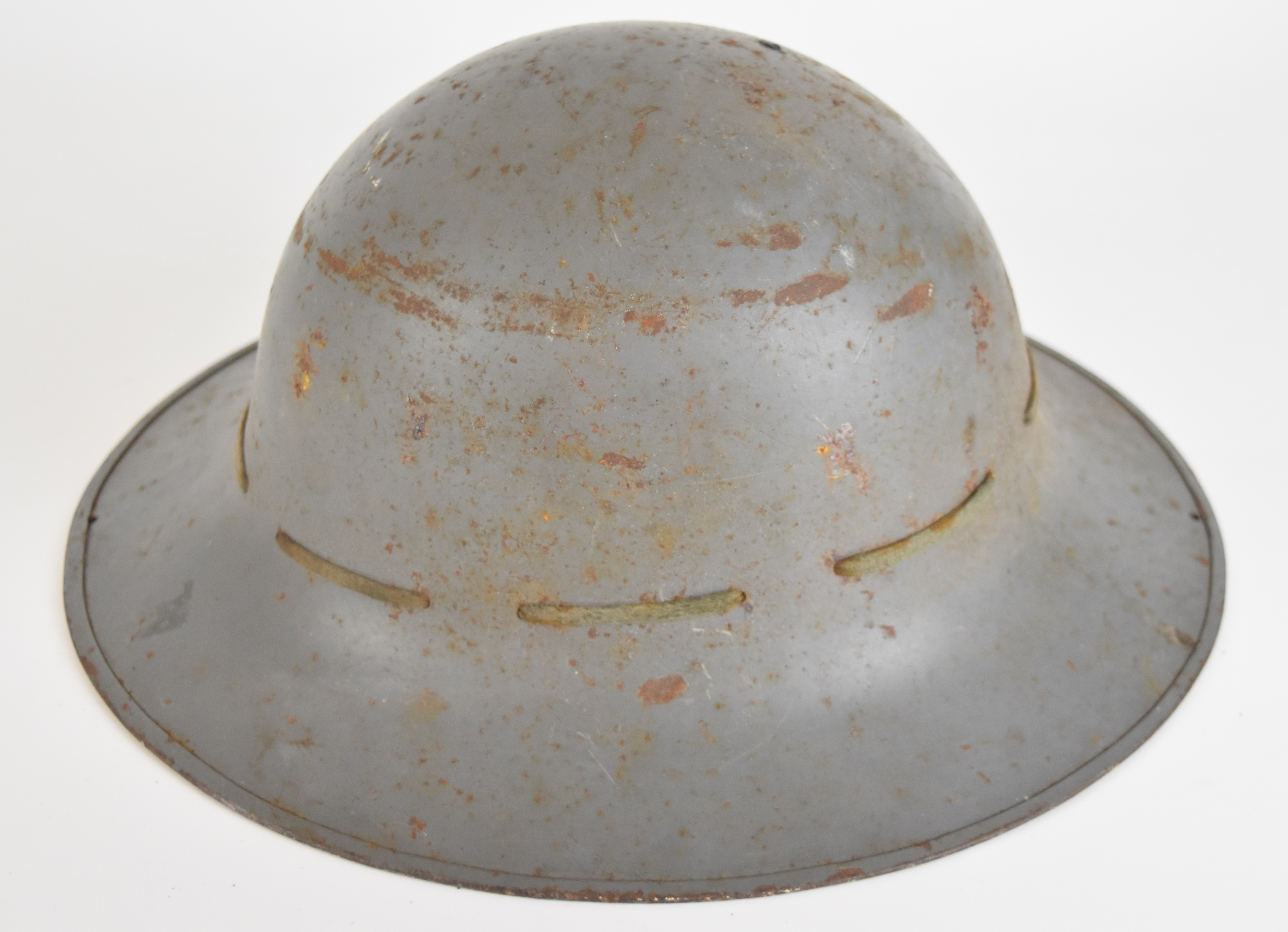WW2 British 'Brodie' steel helmet marked Police together with another similar example stamped to the - Image 6 of 6