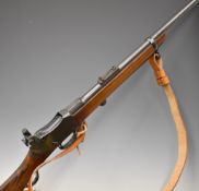 C G Bonehill Enfield pattern .22 underlever-action rifle with adjustable target sights, leather