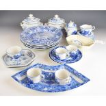 Collection of 19thC blue and white transfer printed ceramics including pair of Ridgways covered