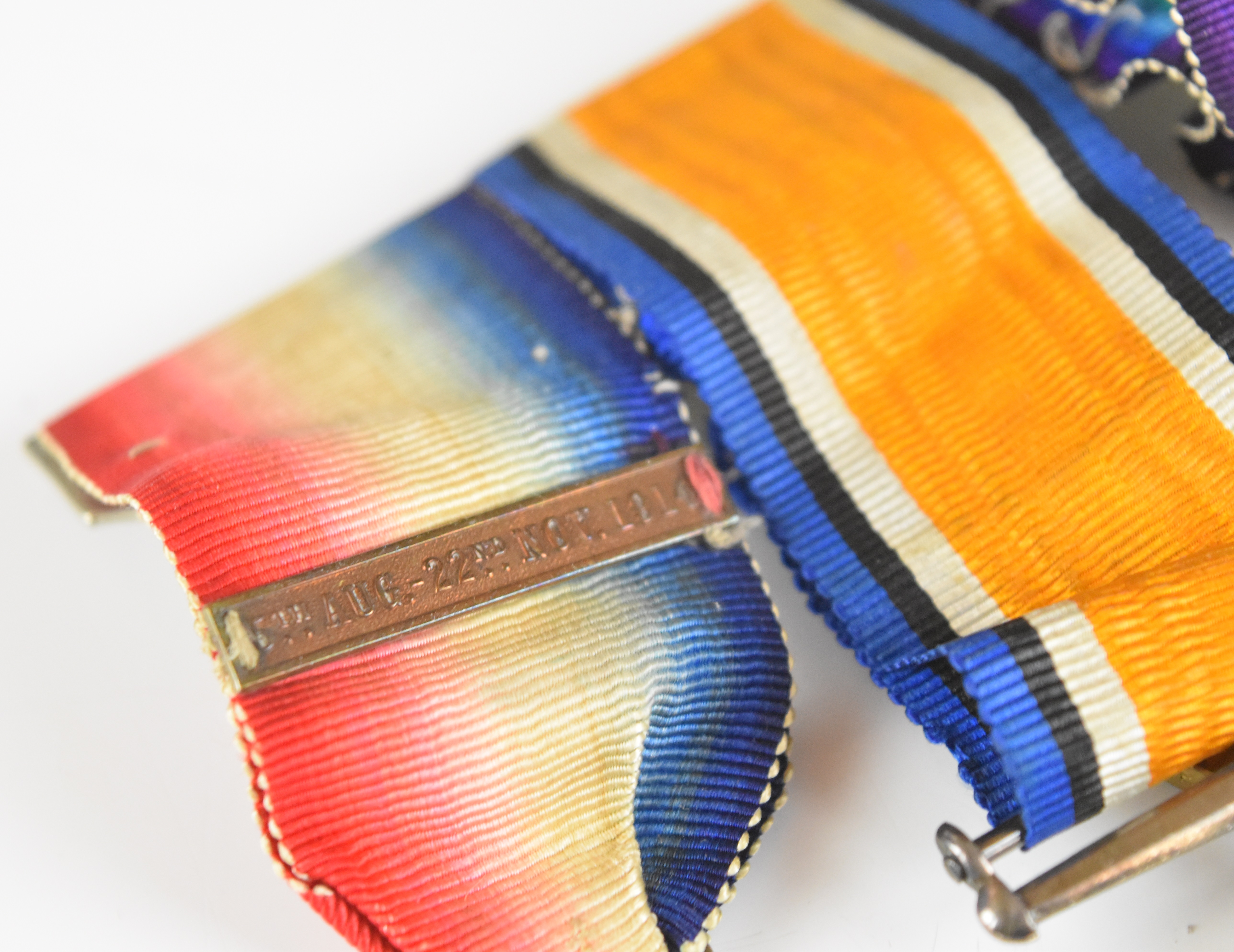 British Army WW1 11th Hussars medal trio comprising 1914 'Mons' Star with clasp for 5th August to - Image 9 of 13
