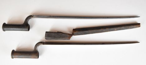 Two socket bayonets, one with crown over 8 and Wooley to 39cm blade, the other crown over 46 to 44cm