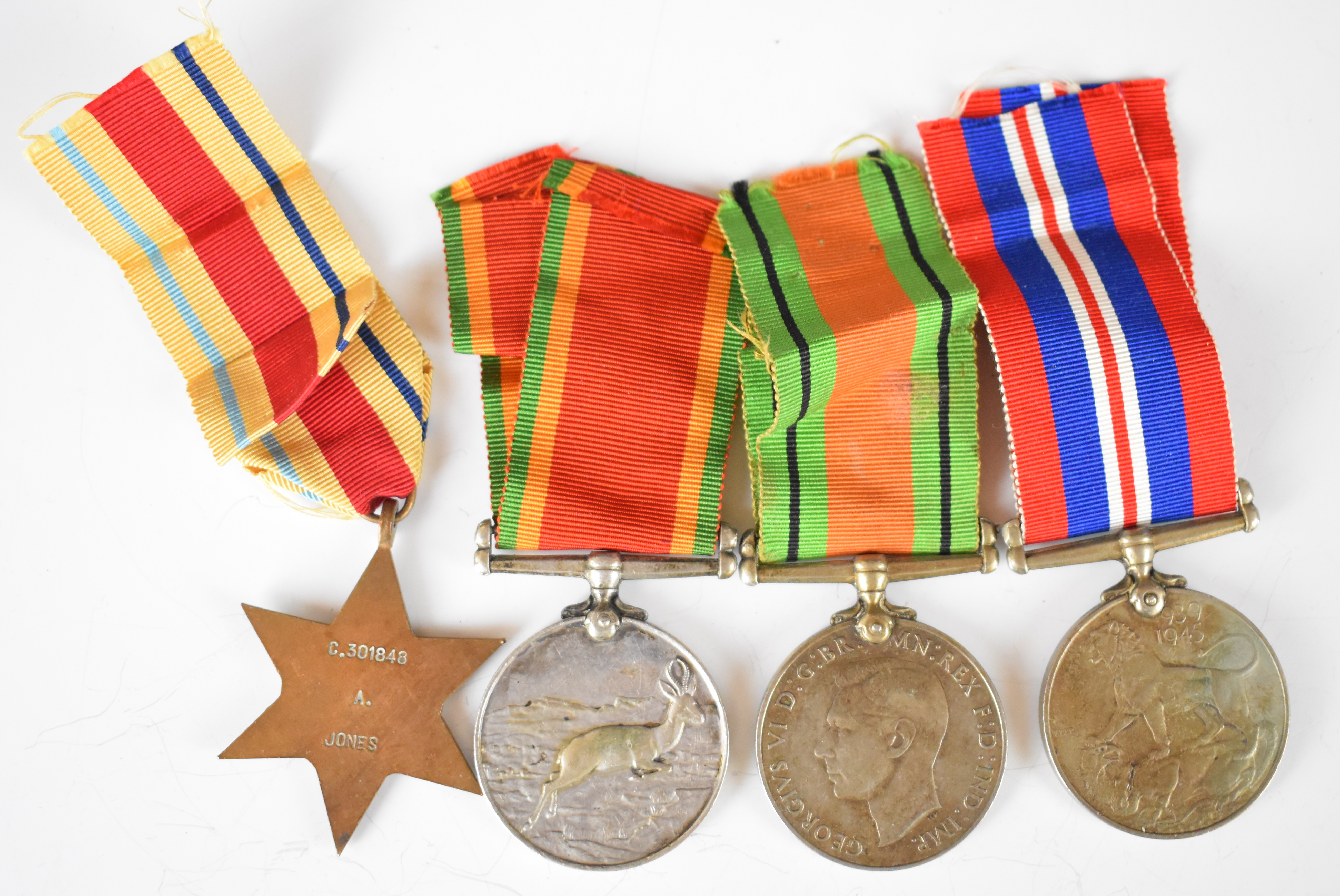 South Africa WW2 group of four medals comprising Africa Star, Defence Medal, War Medal and Africa - Image 4 of 4