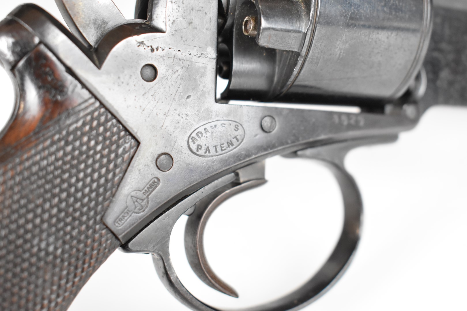 Adam's Patent 50 bore six-shot double-action revolver with chequered grip, line engraved cylinder, - Image 9 of 30