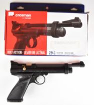 Crosman Air Power 2240 .22 bolt-action CO2 air pistol, serial number 023G00557, in original box with
