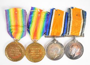 Two British Army WW1 medal pairs comprising War Medal and Victory Medal, one pair named to 267994