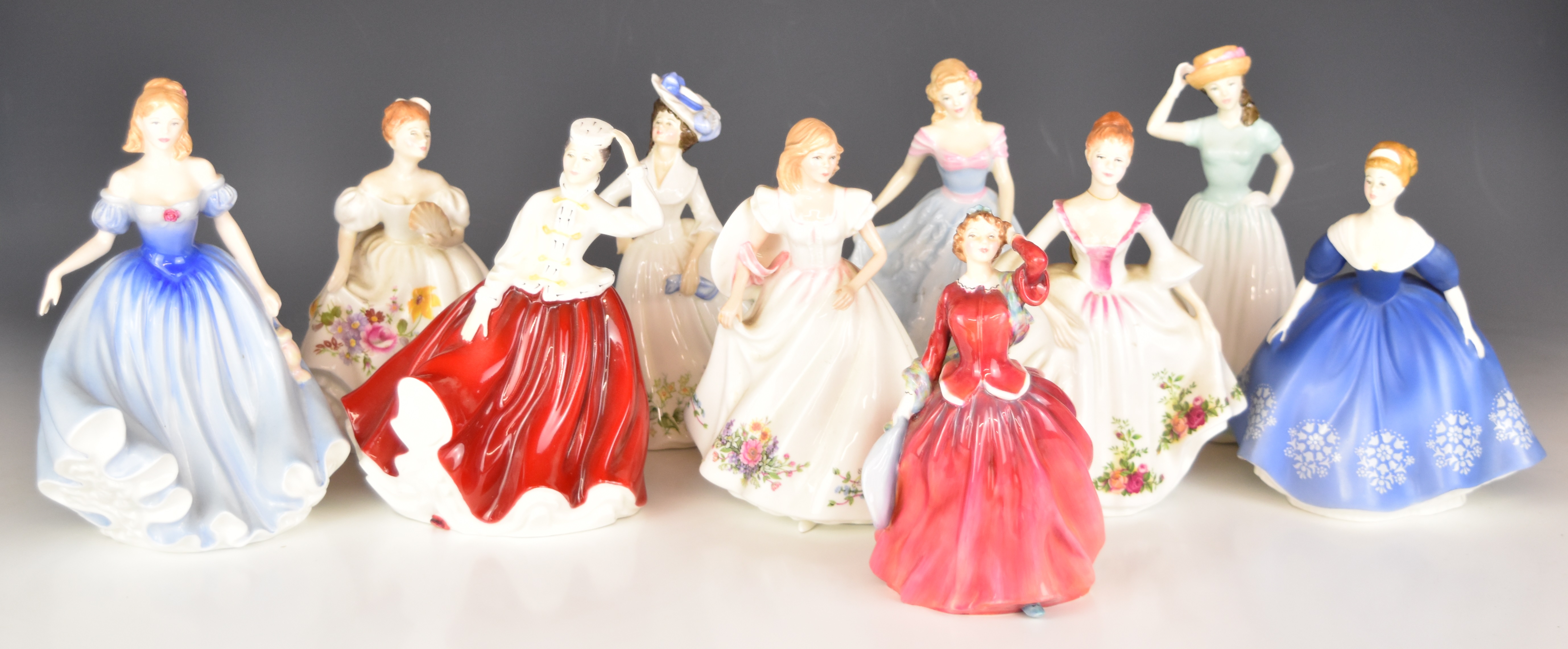 Ten Royal Doulton figurines including Country Rose, Marilyn, Adele, Faith etc, tallest 25cm - Image 8 of 14