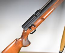 Webley Axsor .22 PCP air rifle with chequered semi-pistol grip and forend, raised cheek piece,