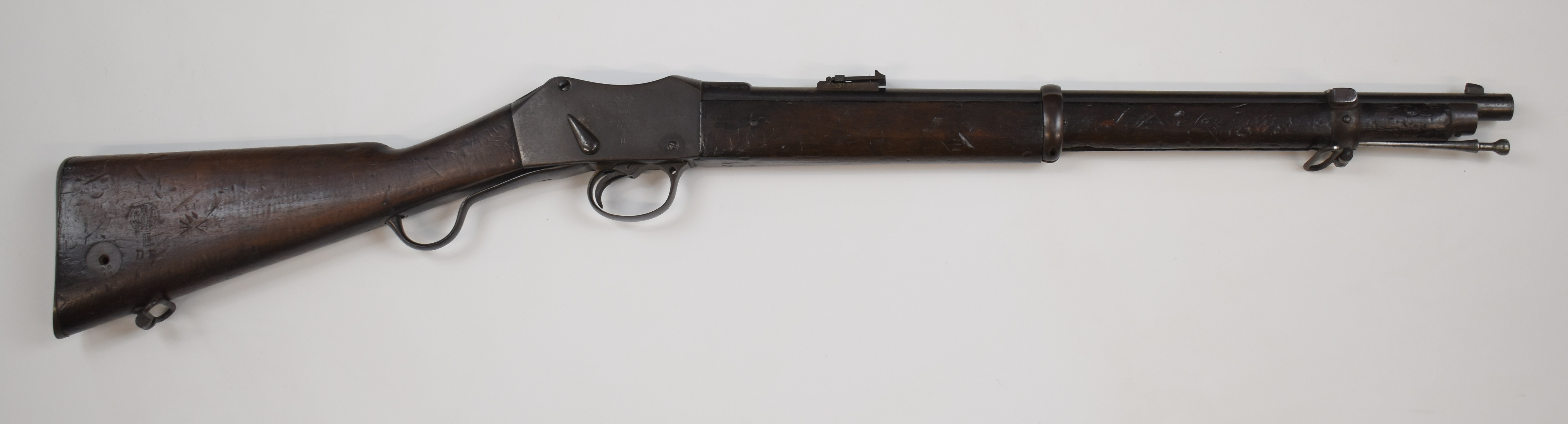 Enfield Martini-Henry Mark II .577/450 2-band carbine rifle with lock stamped 'VR Enfield 1876 - Image 2 of 10