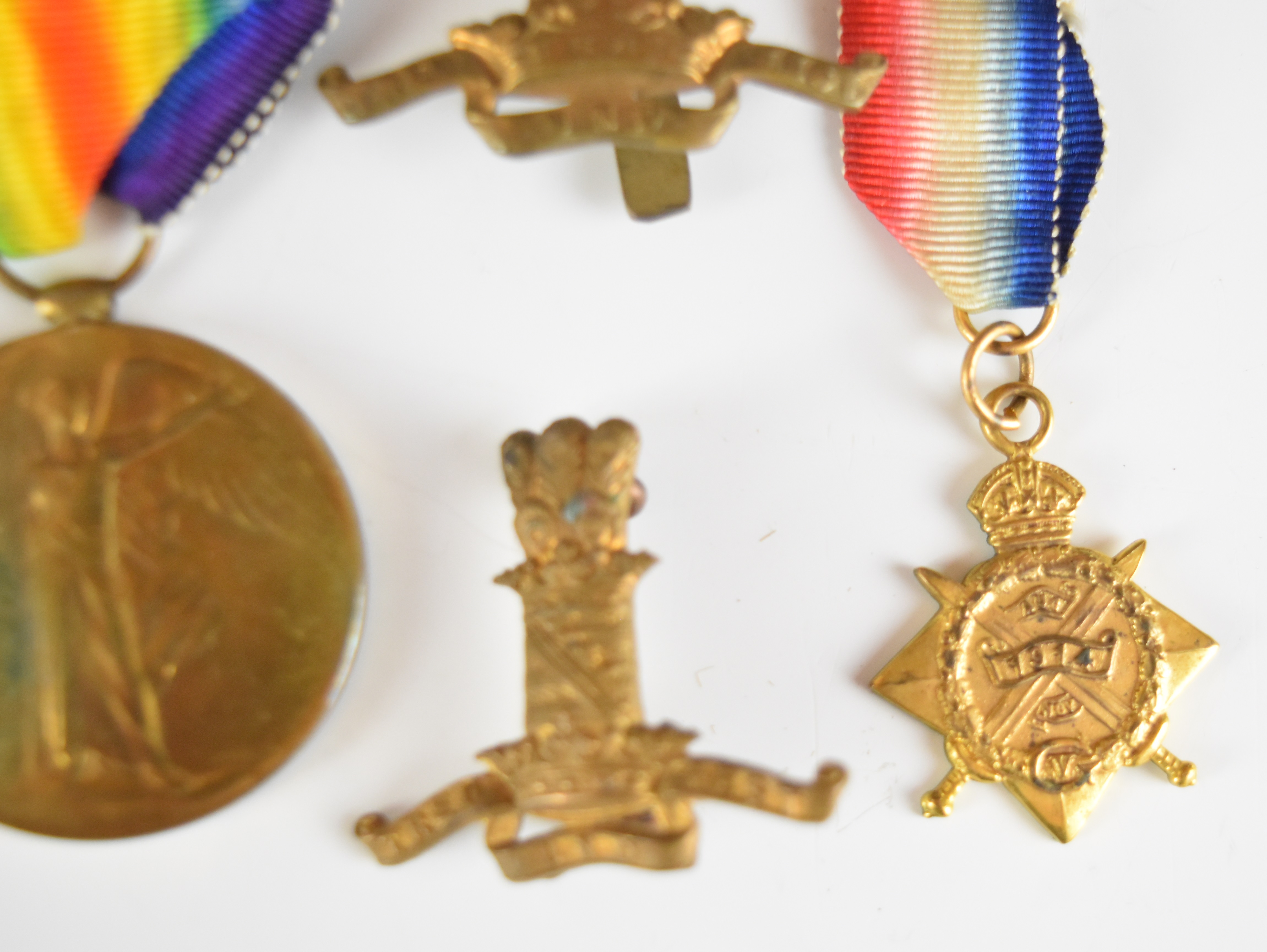 British Army WW1 11th Hussars medal trio comprising 1914 'Mons' Star with clasp for 5th August to - Image 3 of 13