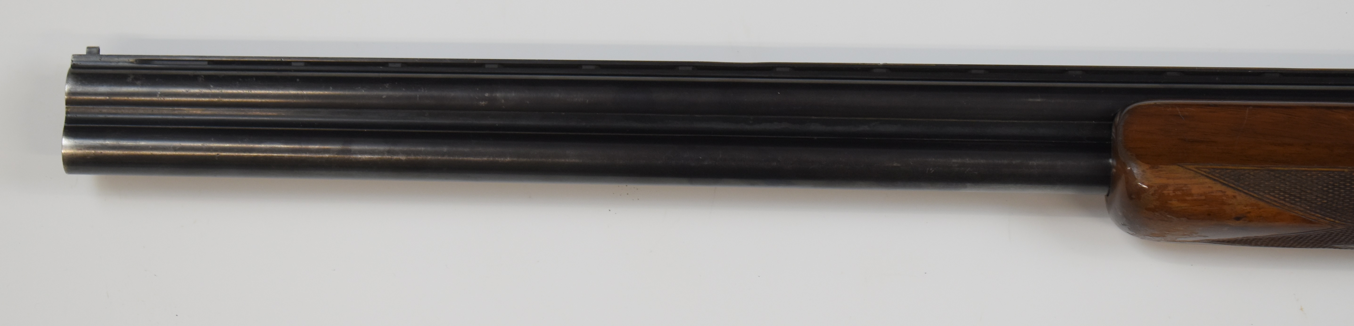Browning Citori 12 bore over and under ejector shotgun with named underside, chequered semi-pistol - Image 9 of 10