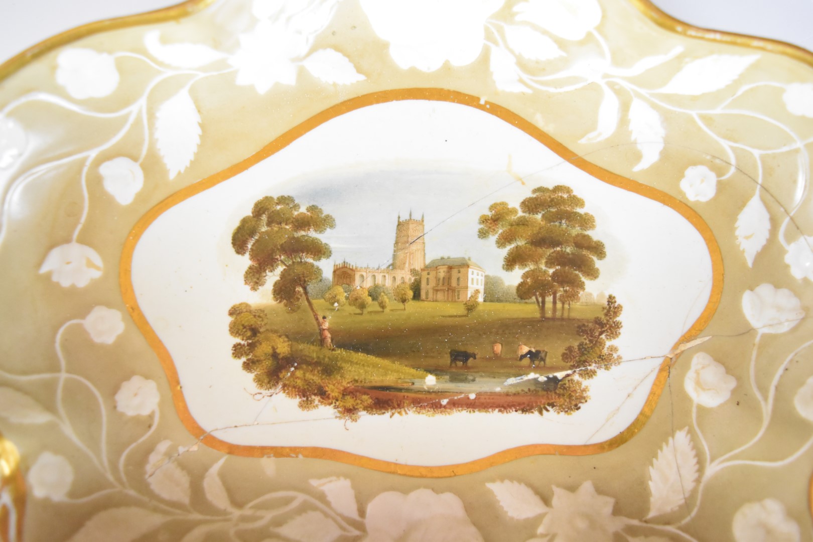 Three Chamberlains Worcester plates / dishes, two decorated with named scenes of Cirencester, - Image 4 of 5
