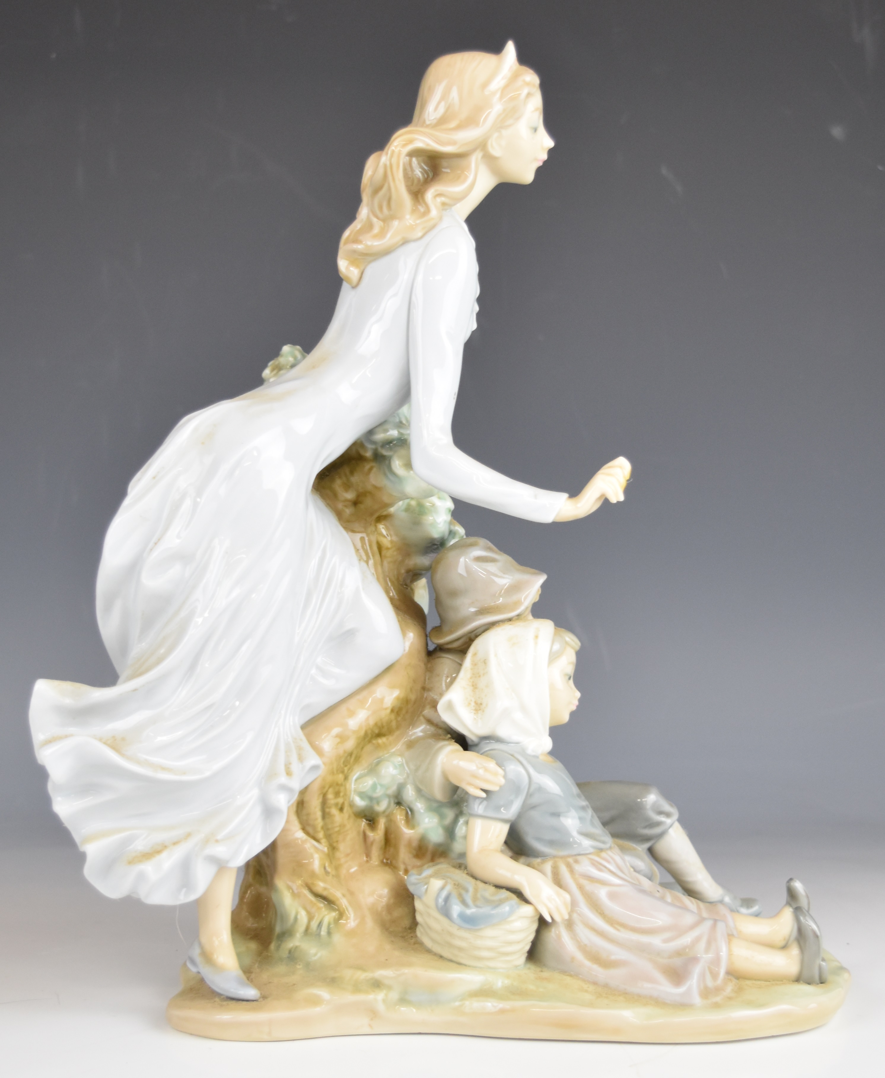 Three Lladro figurines including a lady with children, tallest 29cm - Image 12 of 14