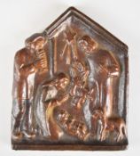 Terraco salt glazed religious stoneware plaque, impressed verso, 17 x 14cm