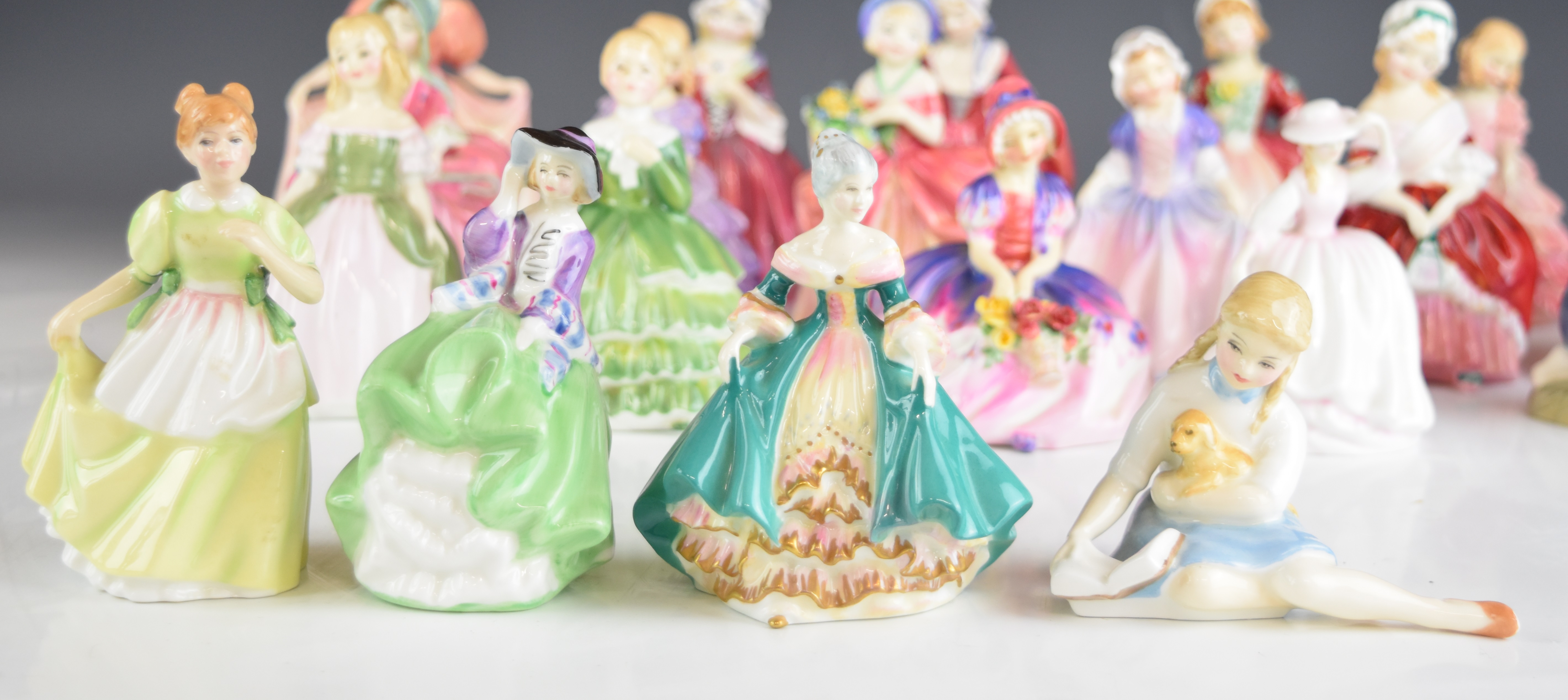 Twenty Royal Doulton figurines including Rose, River Boy, Cissie, Goody Two Shoes, Monica etc, - Image 9 of 14