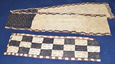 Four probably late 19th / 20thC African tribal embroidered tapestries or wall hangings with