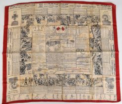 Late Victorian Fulton's Patent No 12801 souvenir military handkerchief featuring the Lee Metford