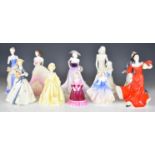 Ten Coalport and Royal Worcester figurines including Happy Birthday, Winter's Morn, Mother's Love,